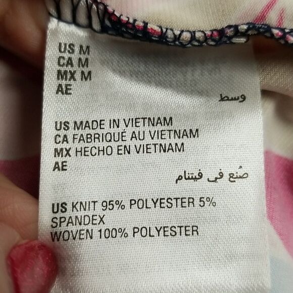 JM Collection Border Print Split Neckline Long Sheer Sleeves Medium - Picture 6 of 8